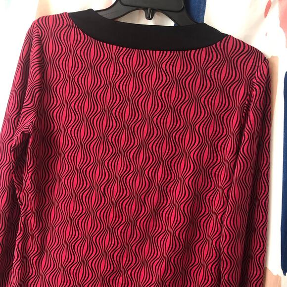 Worthington Black and Pink Abstract Print Keyhole Blouse Size Small - Picture 6 of 11